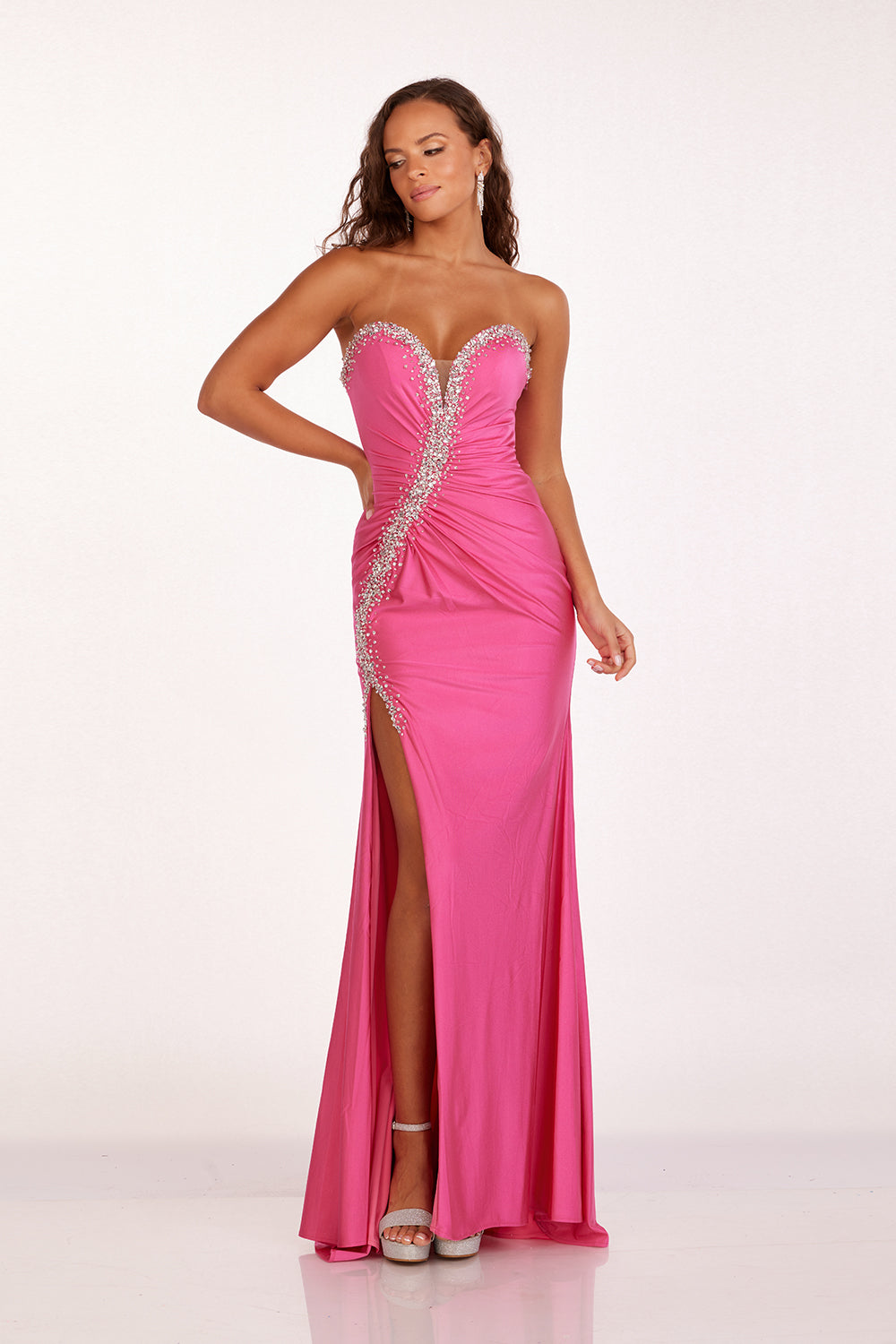 Abby Paris 90258 Beaded Jersey Strapless Sweetheart Gown
