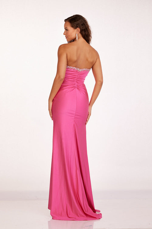 Abby Paris 90258 Beaded Jersey Strapless Sweetheart Gown