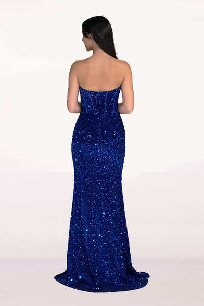 Abby Paris 90274 Sequin Strapless Corset Fitted Gown