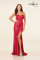 Metallic Corset Bustier Gown by Abby Paris 90288