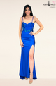 Sweetheart Glitter Applique Gown with Slit - Abby Paris 90295