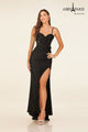 Sweetheart Glitter Applique Gown with Slit - Abby Paris 90295