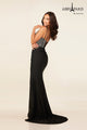 Abby Paris 90298 Beaded Glitter Corset Slit Evening Gown – Dramatic Modern Flair