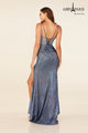 Abby Paris 90299 Glitter Metallic Corset Slit Evening Gown