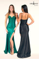 Abby Paris 90301 Heat Stone V-Neck Slit Evening Gown