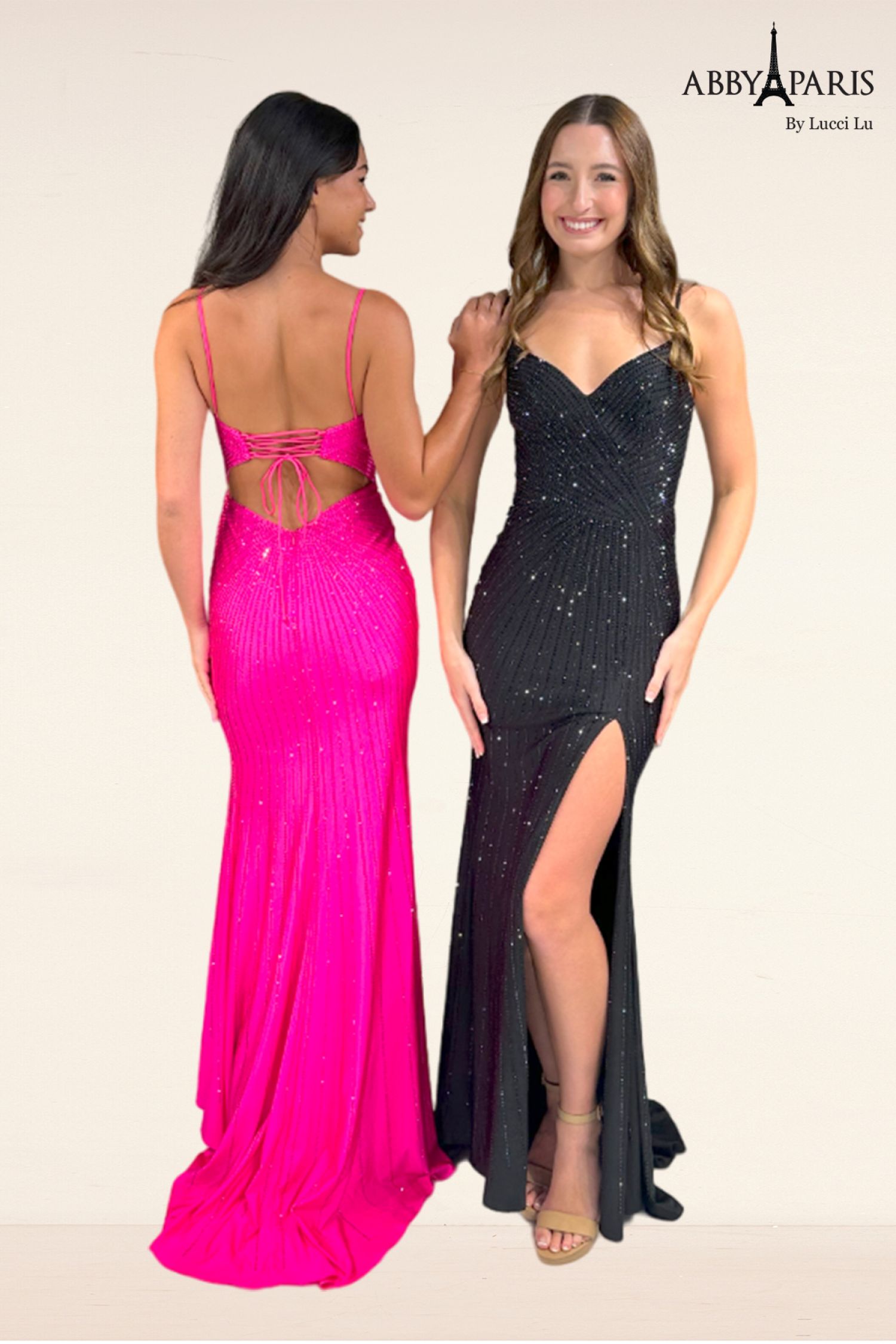 Abby Paris 90304 Beaded Sweetheart Slit Evening Gown