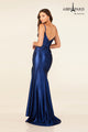 Abby Paris 90307 Satin Fitted Sleeveless Slit Evening Gown