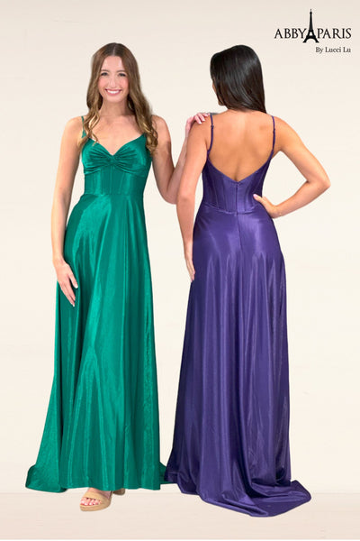 Abby Paris 90309 Sleeveless A-line Slit Evening Gown