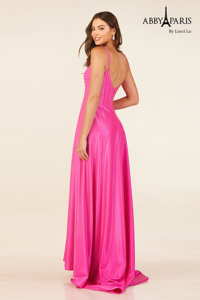 Abby Paris 90309 Sleeveless A-line Slit Evening Gown