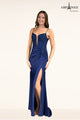 Abby Paris 90313 Beaded Jersey Corset Slit Evening Gown
