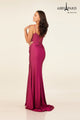 Abby Paris 90313 Beaded Jersey Corset Slit Evening Gown