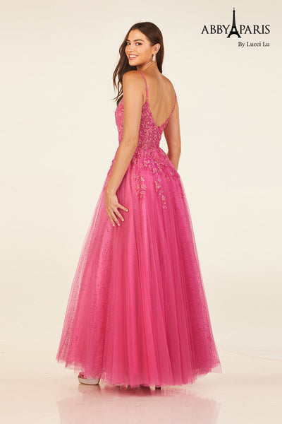 Abby Paris 90319 Applique Sleeveless A-line Evening Gown by Lucci Lu