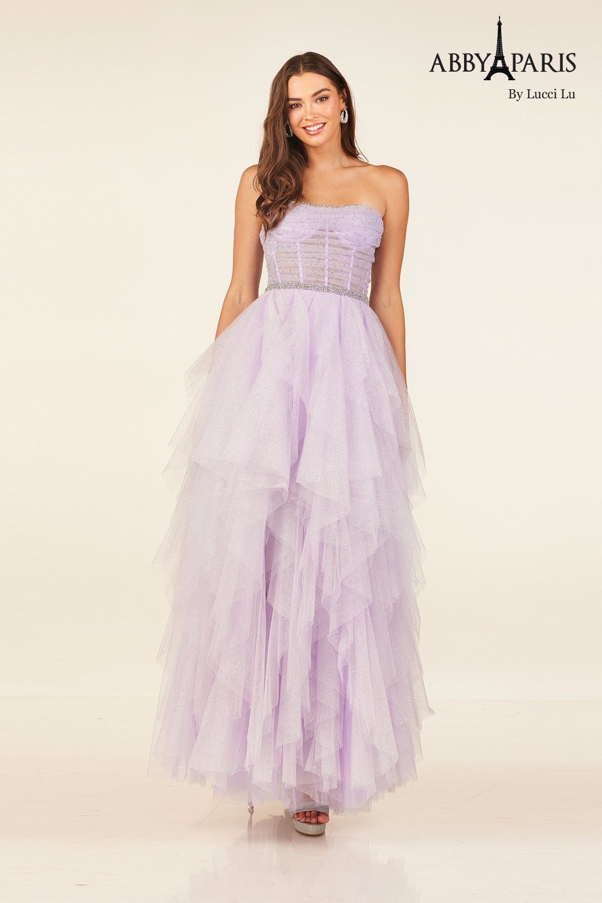 Abby Paris 90325 Strapless A-line Ruffled Evening Gown