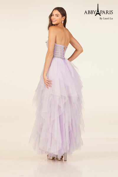 Abby Paris 90325 Strapless A-line Ruffled Evening Gown