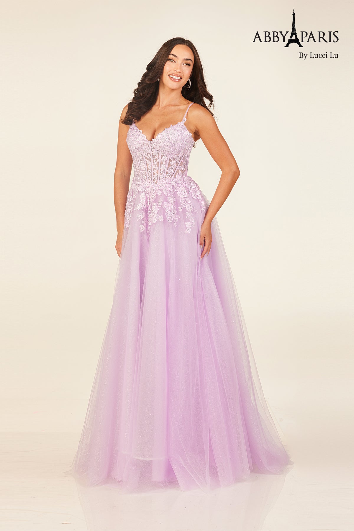 Abby Paris 90327 Applique Sleeveless A-line Evening Gown