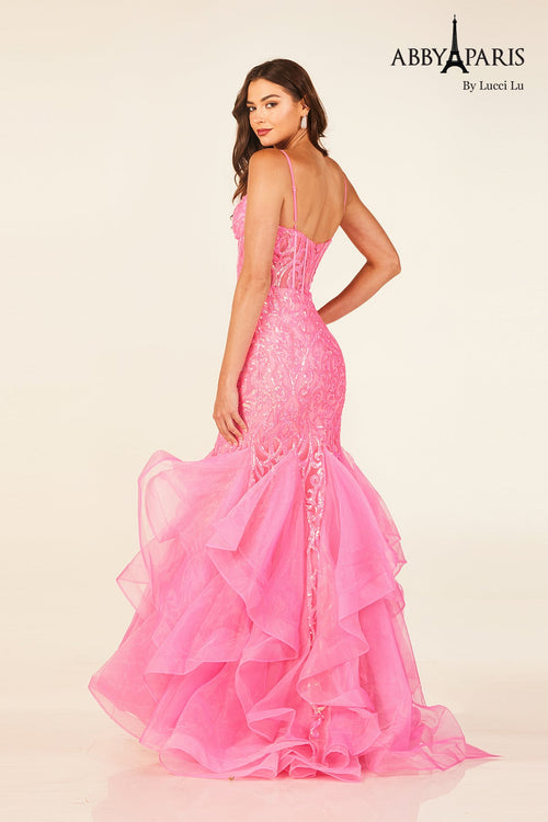 Abby Paris 90331 Sleeveless Ruffled Mermaid Evening Gown