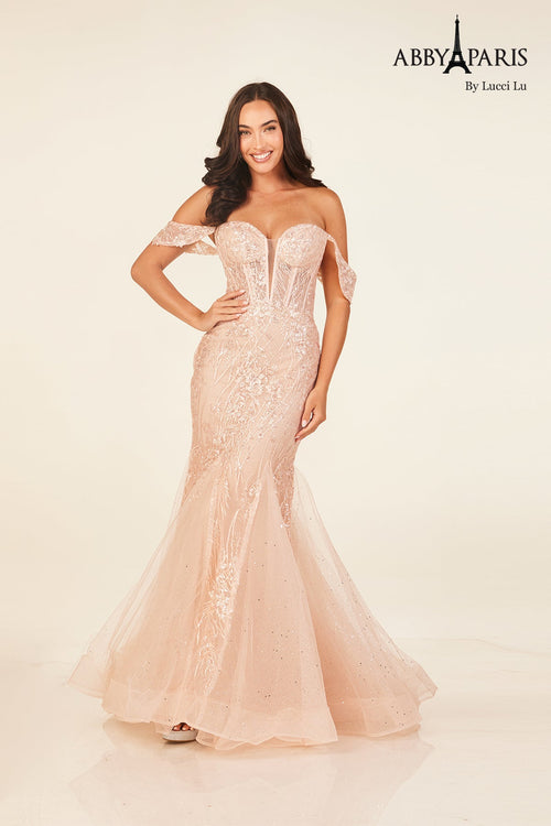 Abby Paris 90335 Off Shoulder Mermaid Evening Dress