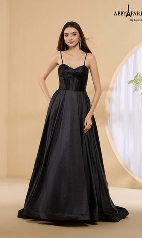 Abby Paris 90389 Satin A-Line Corset Sweetheart Formal Dress Open Back