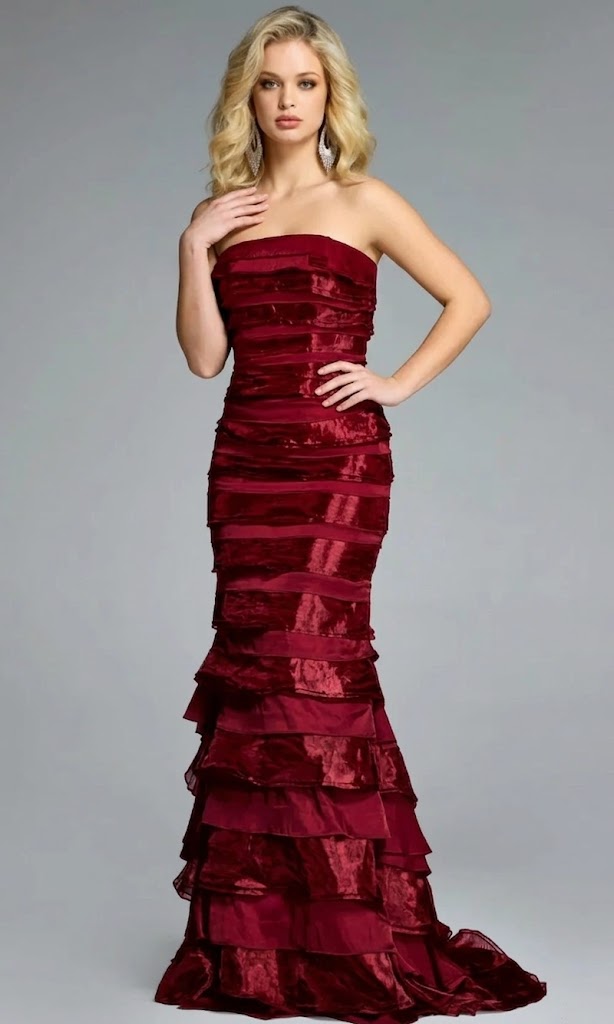 Jovani 44383 - Strapless Tiered Ruffle Gown
