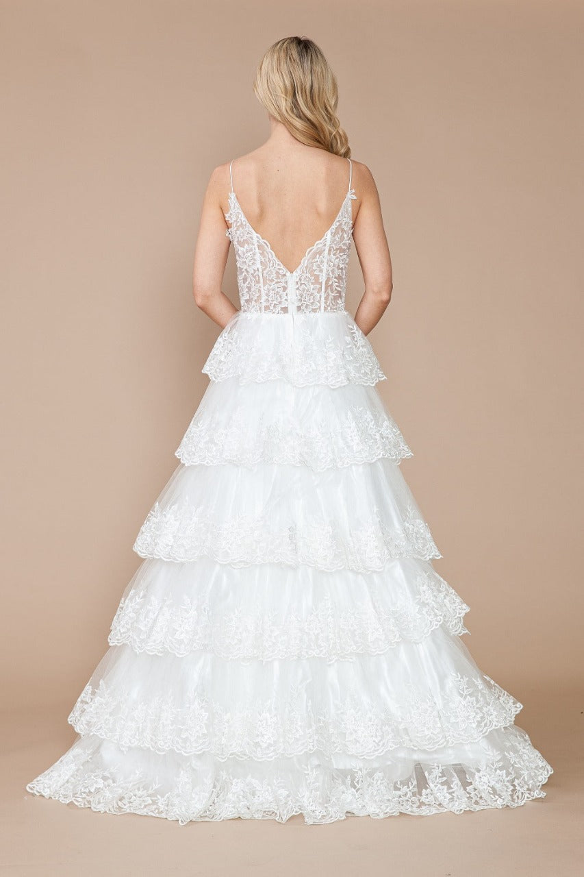 Poly USA 9402B Sleeveless Corset Sheer Bodice Off - White Bridal Gown - Dress