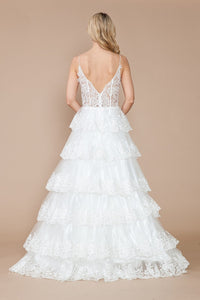 Poly USA 9402B Sleeveless Corset Sheer Bodice Off - White Bridal Gown - Dress
