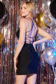 Abby Paris 94164 Beaded Fitted Short V-Neck Dress