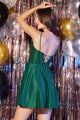 Abby Paris 94172 Beaded Satin Short A-line Dress