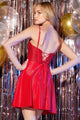 Abby Paris 94172 Beaded Satin Short A-line Dress