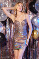 Abby Paris 94186 Beaded Metallic Short Corset Dress