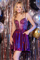 Abby Paris 94187 Beaded Metallic Short A-line Dress