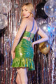 Abby Paris 94189 Metallic Short Strapless Ruffle Dress
