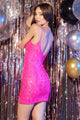 Abby Paris 94193 Sequin Embroidered Short V-Neck Dress