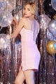 Abby Paris 94201 Glitter Print Short V-Neck Corset Dress