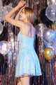 Abby Paris 94202 Glitter Print Short A-line Corset Dress