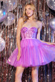 Abby Paris 94208 Glitter Strapless Beaded A-line Mini Dress