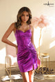 Shimmer Corset Slit Mini Dress by Abby Paris 94231