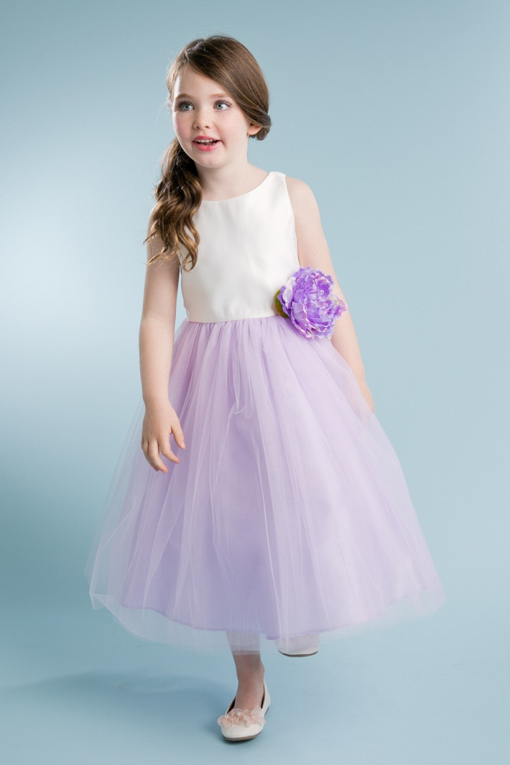 Tulle Flower Dress with Bow Back for Special Occasion Dress by Bella Princess 212-XL