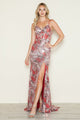 Vestido sin mangas con abertura y estampado de lentejuelas de Poly USA 9442