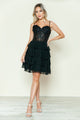 Vestido corto de gasa con corte en A y capas de Poly USA 9494