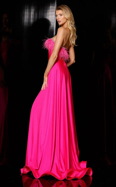 Jessica Angel JA953 Strapless Fitted Feather Prom Party Cocktail Jersey Dress
