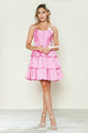 Poly USA 9590 Taffeta Short Bow Tiered Dress