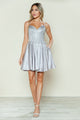 Poly USA 9594 Beaded Short Sleeveless A-line Dress