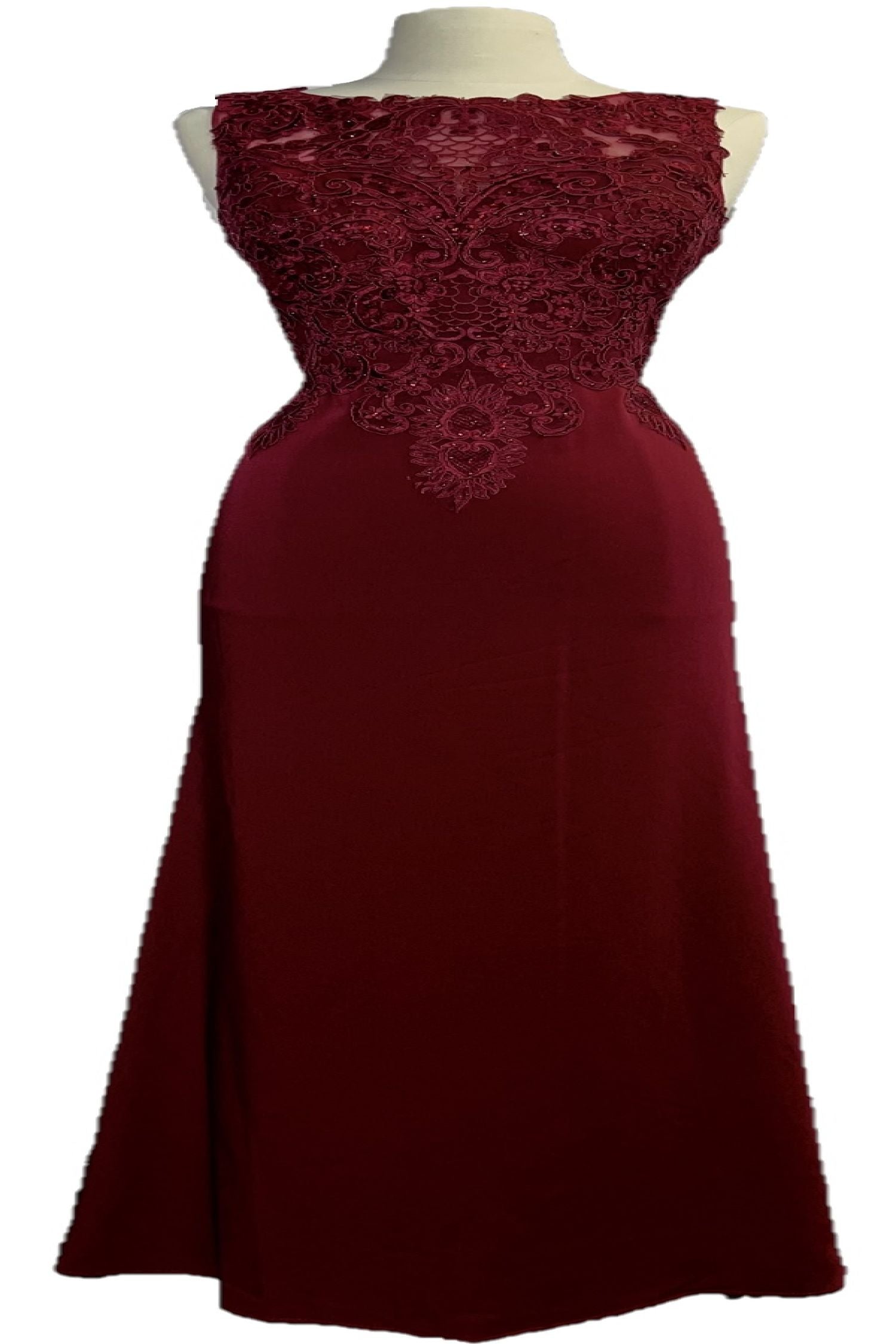 Abby Paris 96061W Embroidered High-Neck Chiffon Gown