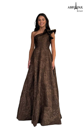 Abby Paris 96088 Brocade A-Line One-Shoulder Prom Dress