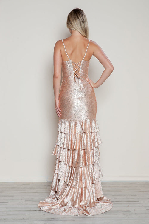 Vestido de jersey sin mangas con aberturas escalonadas de Poly USA 9622