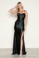 Poly USA 9644 Satin Fitted Sleeveless Slit Gown