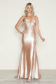 Poly USA 9644 Satin Fitted Sleeveless Slit Gown