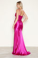Poly USA 9644 Satin Fitted Sleeveless Slit Gown