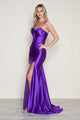 Poly USA 9644 Satin Fitted Sleeveless Slit Gown