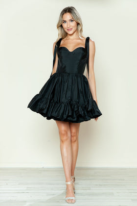 Poly USA 9668 Taffeta Short Bow A-line Dress